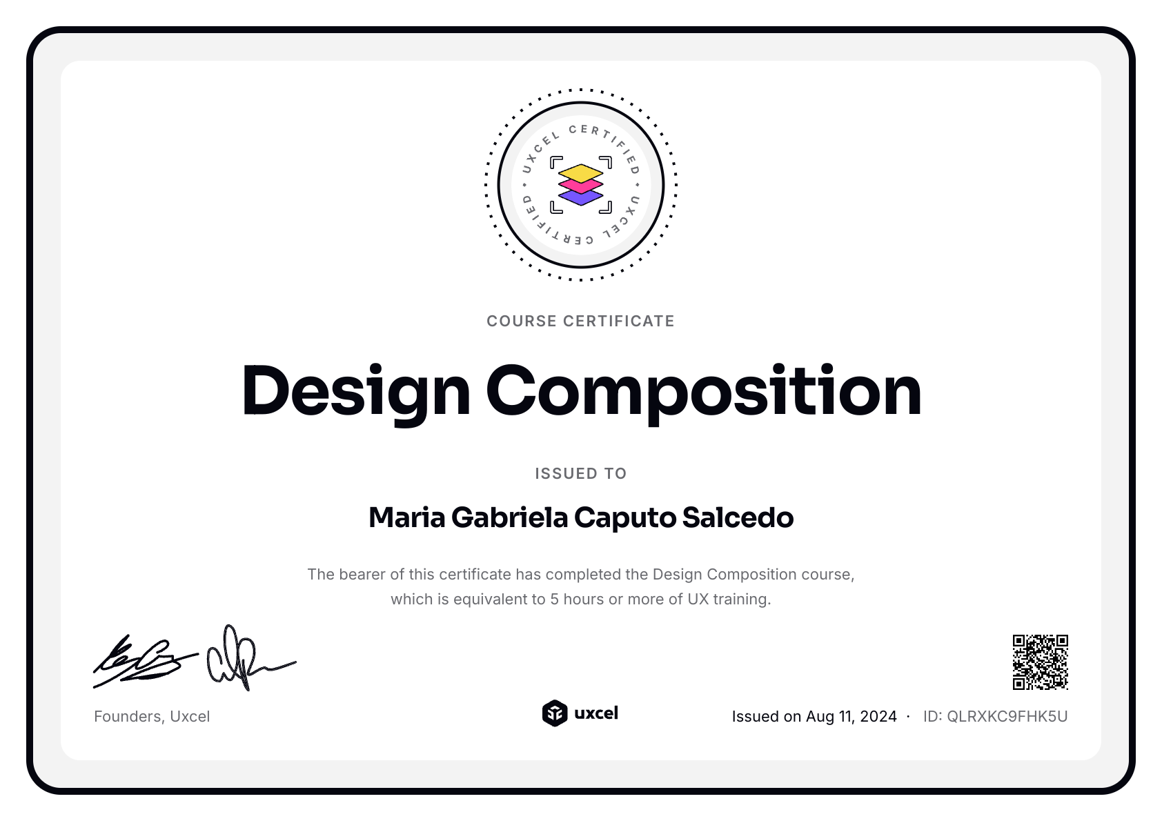 Maria Gabriela Caputo Salcedo's certificate